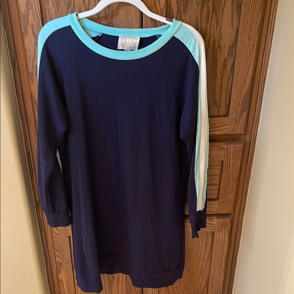 Sail to Sable Dresses & Skirts - SAIL to SABLE Sweatshirt Dress Shoulder Stripe French Terry Navy size L